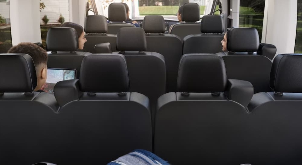 Black rear interior in a 2026 Ford Transit Van.