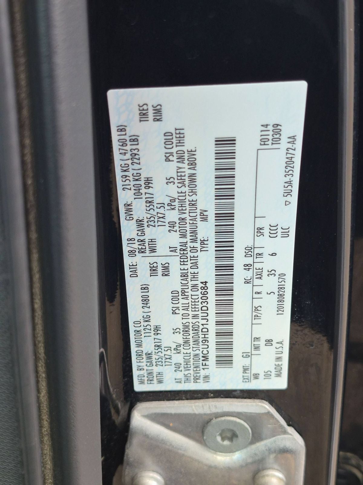 2018 Ford Escape SEL 4X4