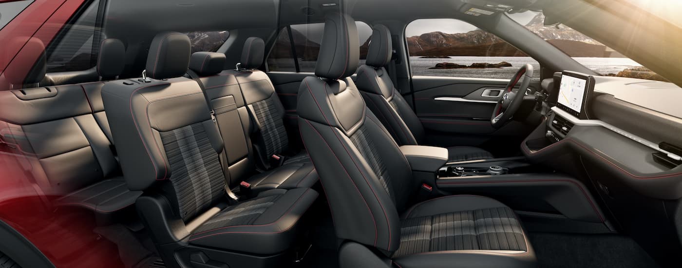 Black leather interior in a 2025 Ford Explorer